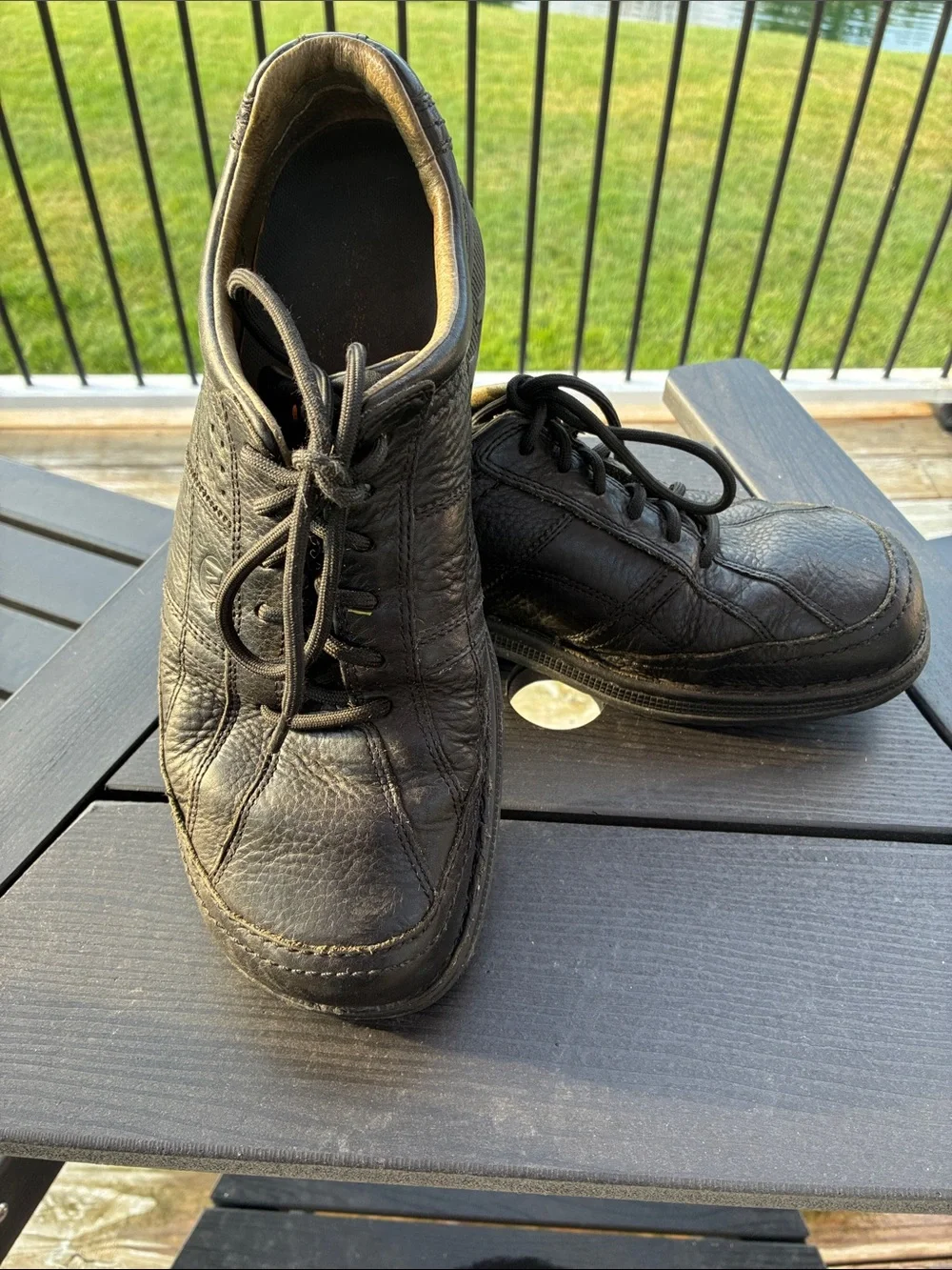 Merrell Men's Black Leather Lace-Up Derby Shoes World Series Oxfords